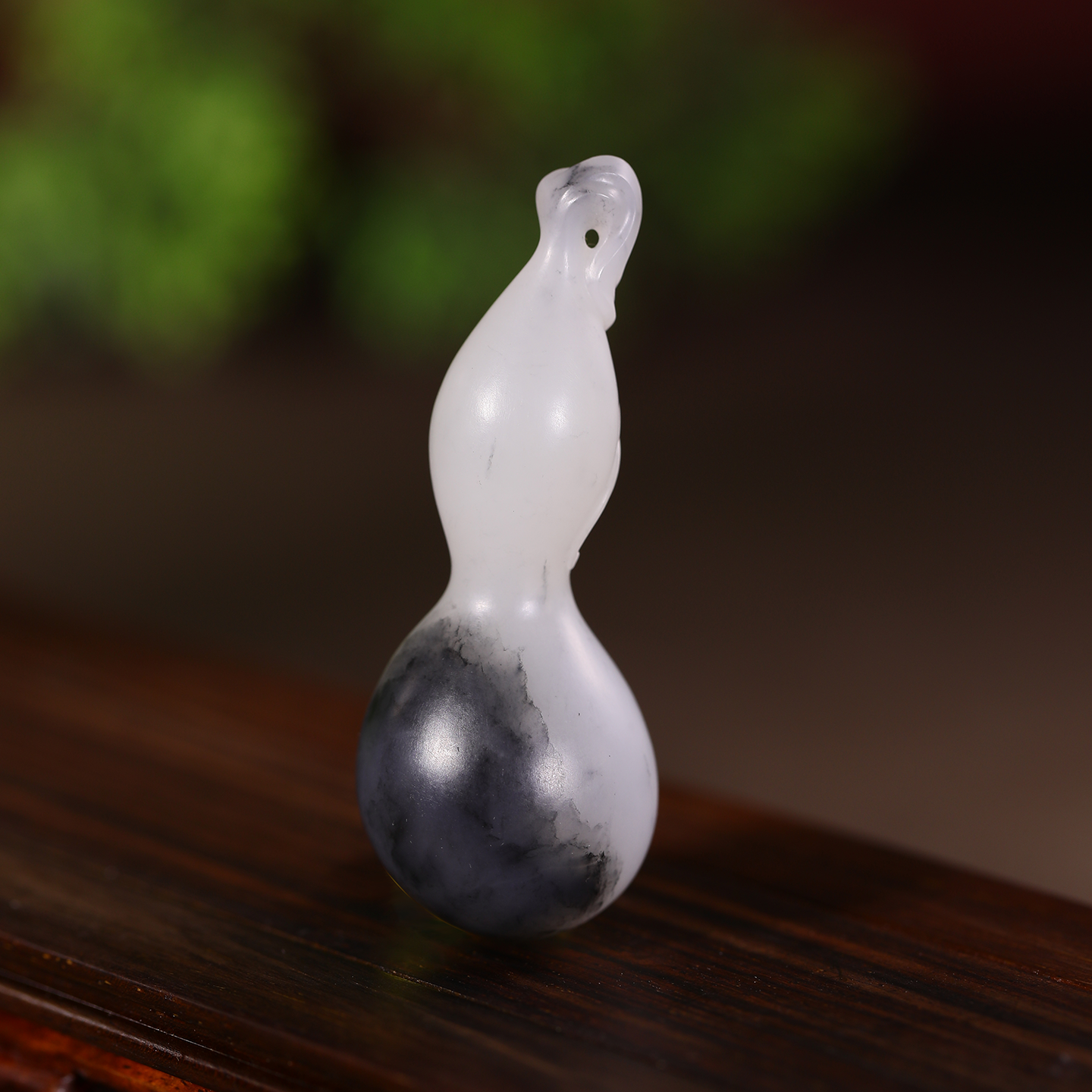 Hetian Jade Smoke Blue Jade Gourd - Mountain Material Fortune and Prosperity Pendant