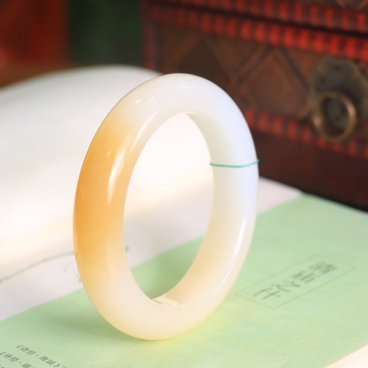 Xinjiang Hetian Jade, Suet White Jade Bracelet, Warm Jade with Fragrance, Collection Grade