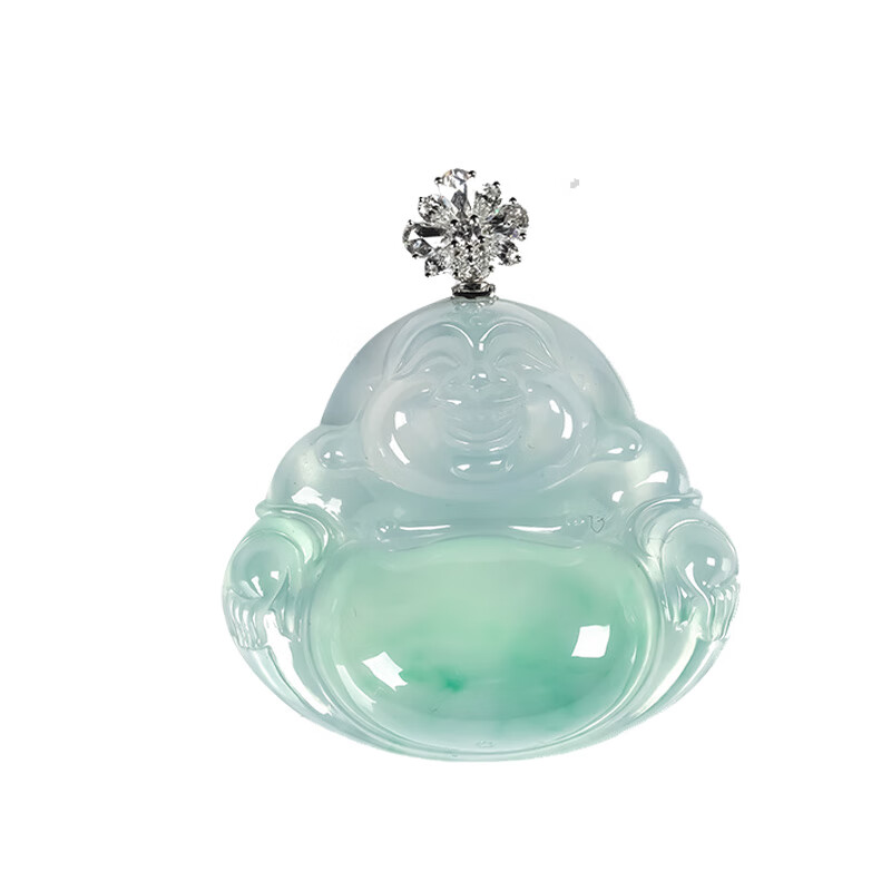 Natural Jadeite Glass-Type Yang Green Maitreya Buddha Pendant