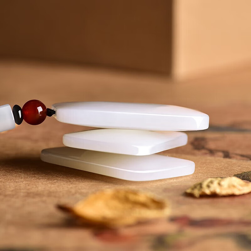 Xinjiang Suet White Jade Wushi Pendant Necklace, Hetian Jade Peace Jade Pendant