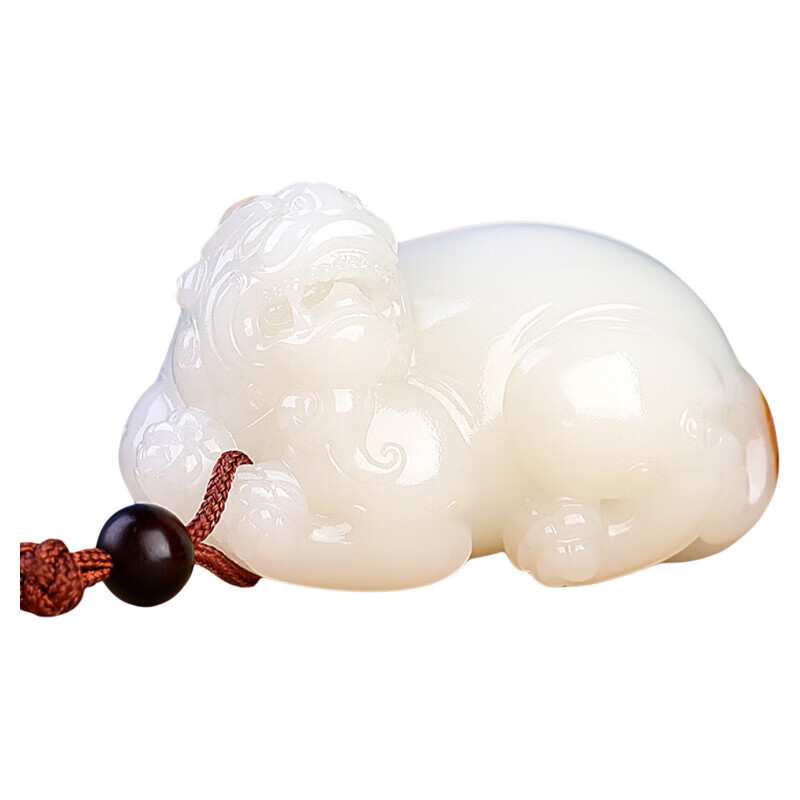 Unique Master Craftsmanship: Hetian Jade, Suet Jade, Pixiu Hand-Held Ornament