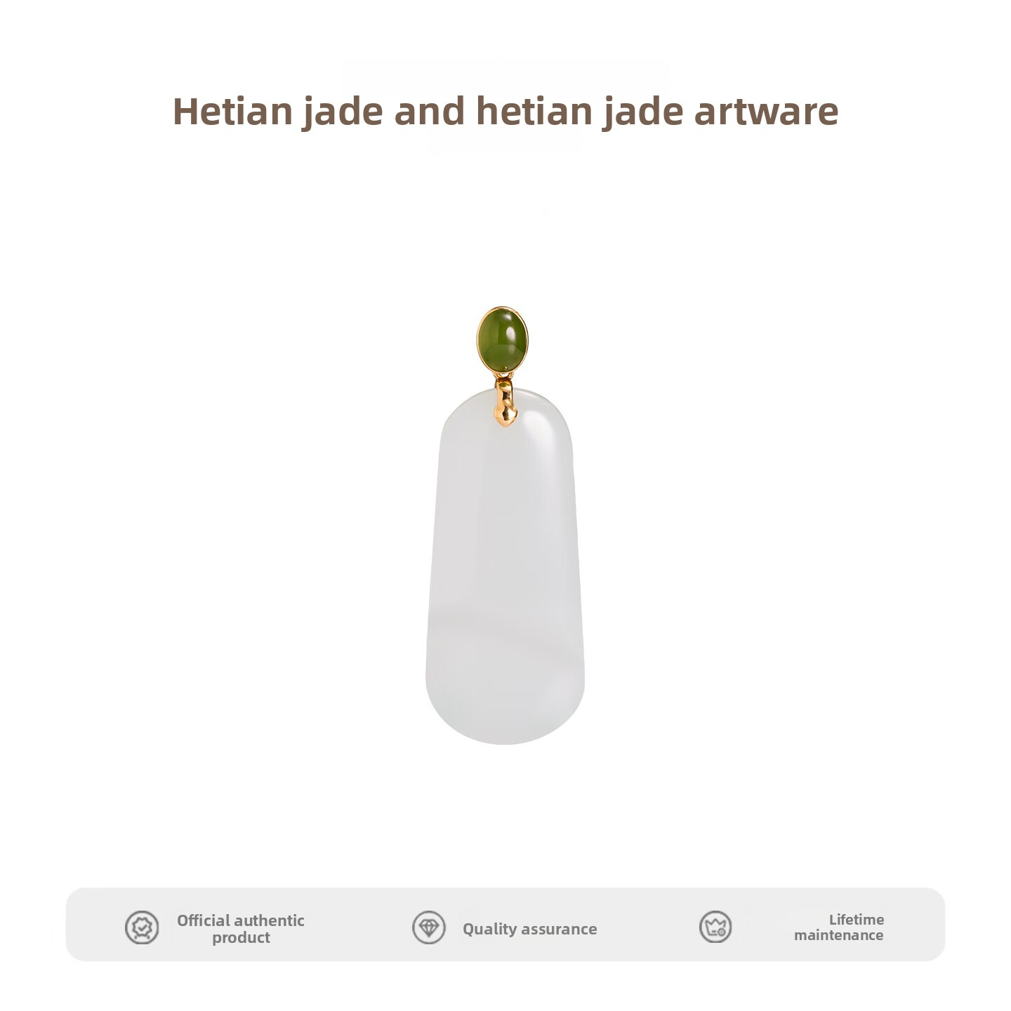 Hehe Jade Hetian Jade Suet White Jade 18k Gold Inlaid Jade Peace Pendant Jade Necklace