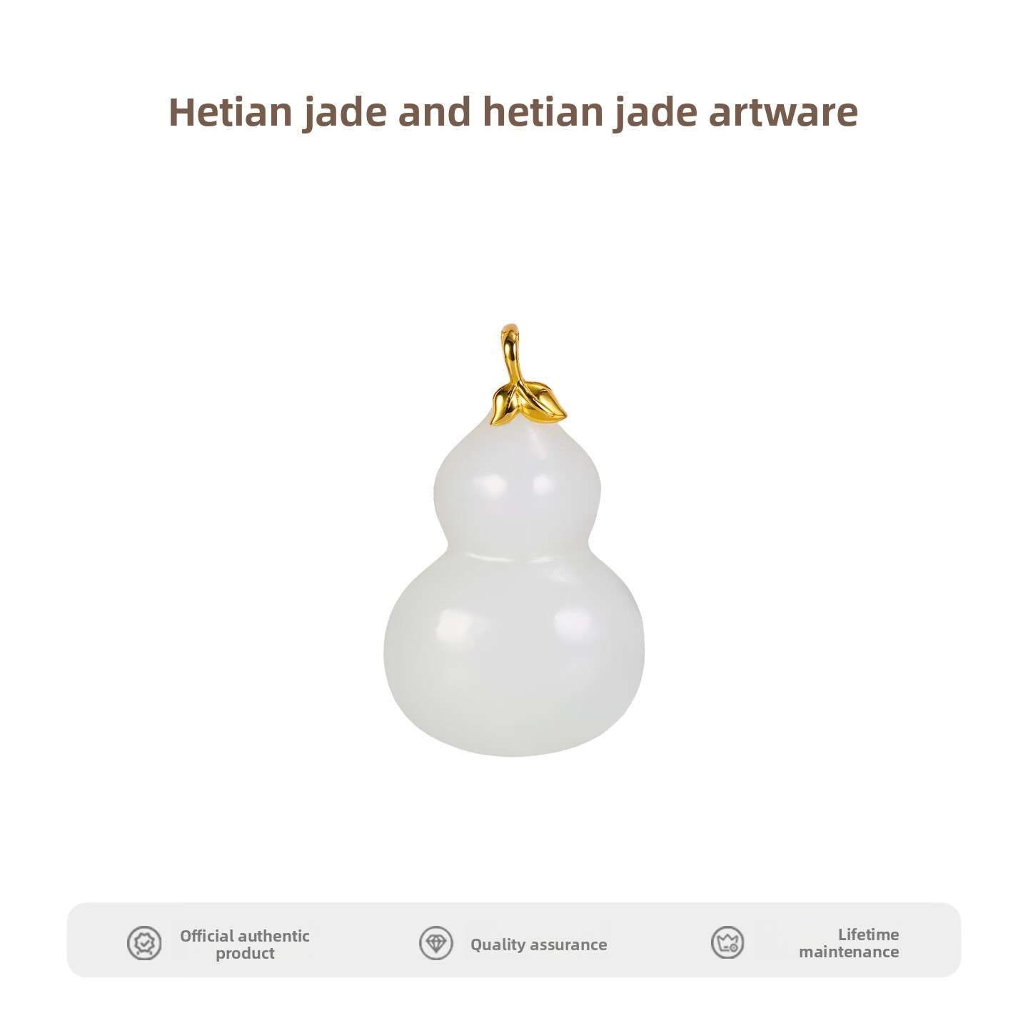Hehe Jade Hetian Jade Suet White Jade 18k Gold Inlaid Jade Gourd Pendant Fortune and Prosperity Pendant Jade Necklace