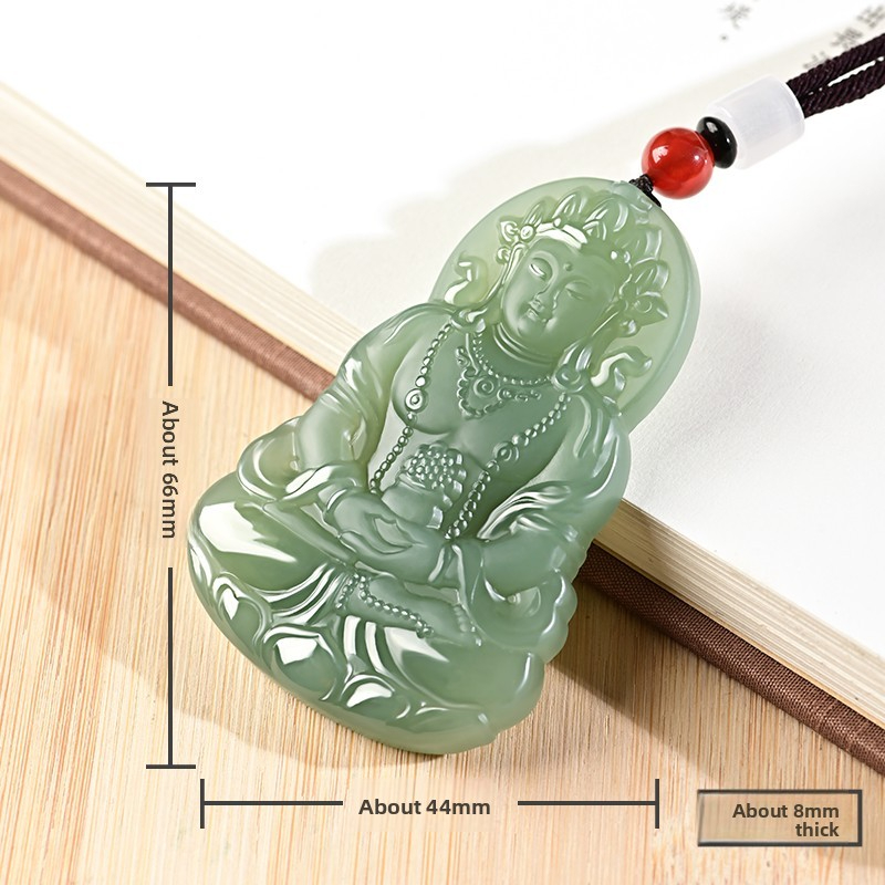 Natural Xinjiang Jade Sapphire Guanyin Bodhisattva Pendant