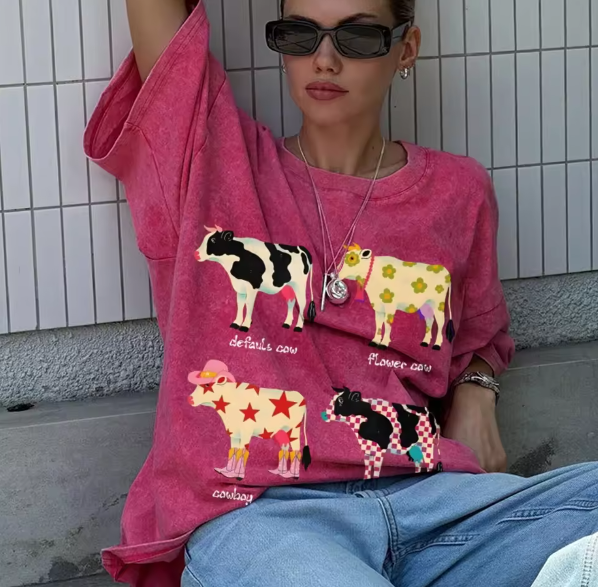 Unisex Cool Cow Print T Shirt