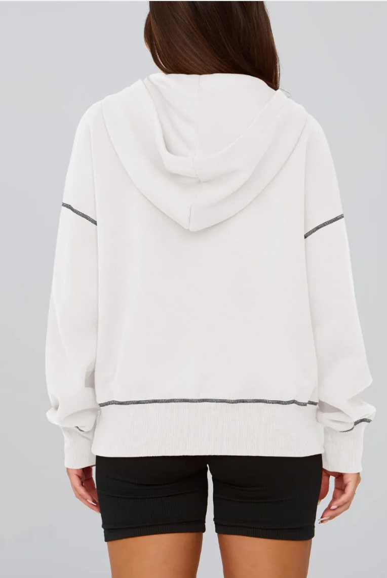 Women's Half Zip Hooded Long Sleeve Cropped Pullover