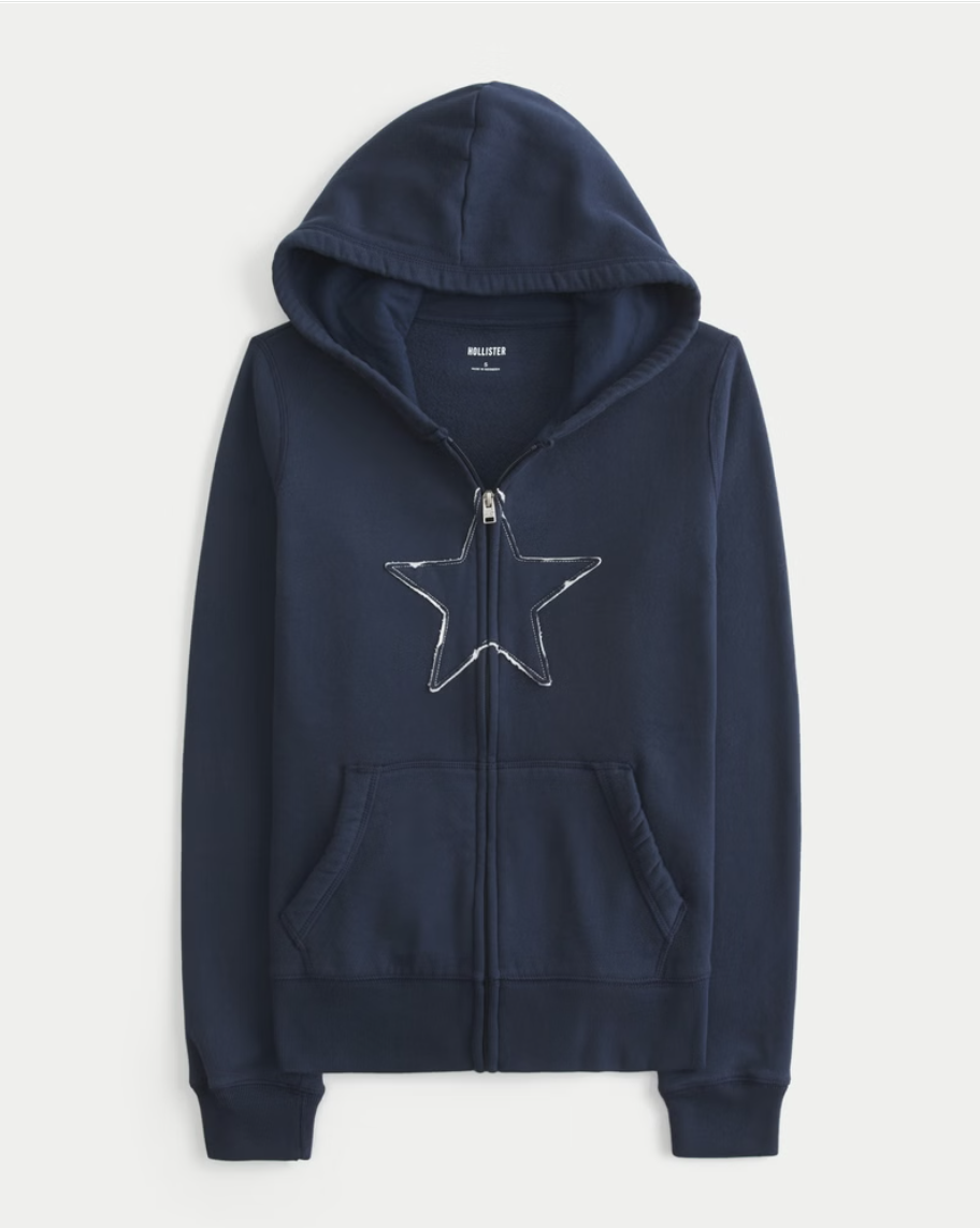Star Graphic Zip-Up Hoodie