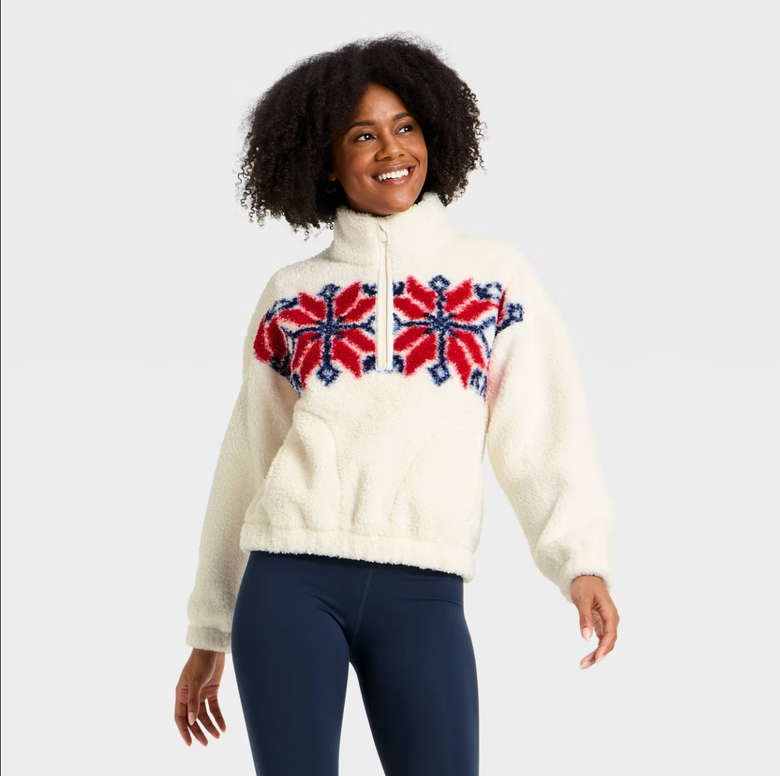 Women's High Pile Fleece 1/2 Zip Pullover Jacket