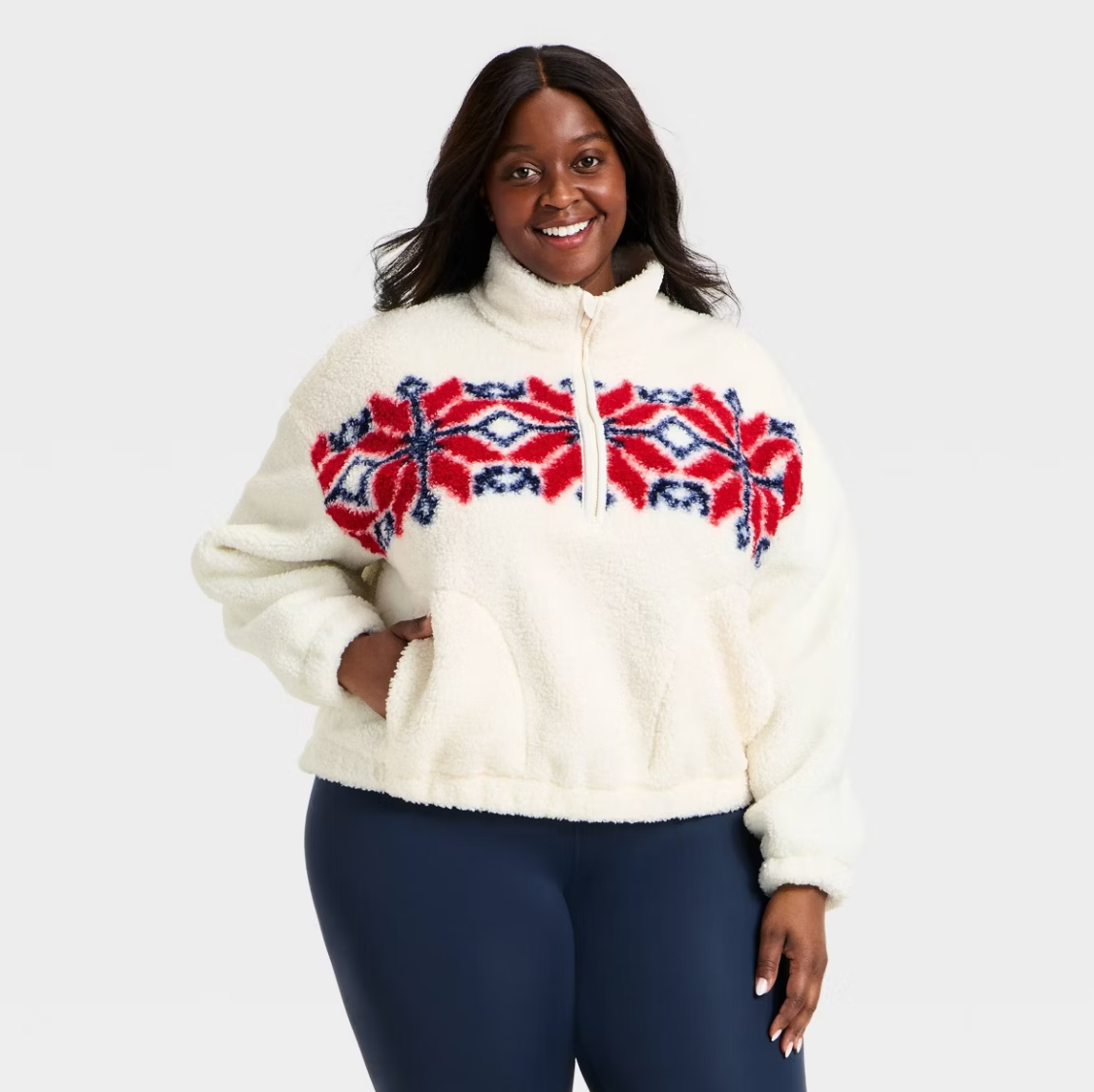 Women's High Pile Fleece 1/2 Zip Pullover Jacket