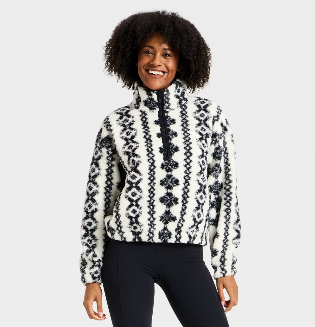 Women's High Pile Fleece 1/2 Zip Pullover Jacket