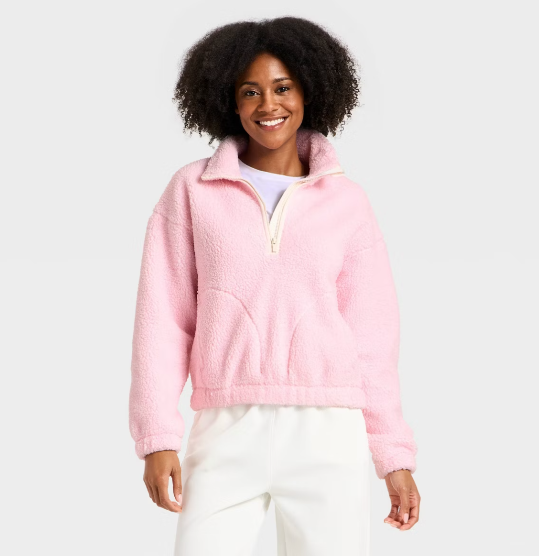 Women's High Pile Fleece 1/2 Zip Pullover Jacket