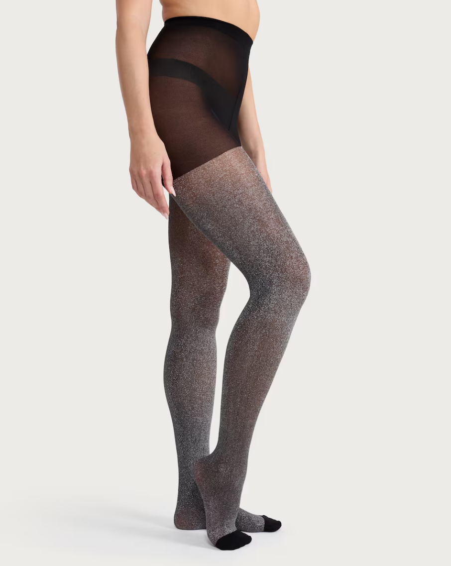 Metallic Sparkle Tights in Black