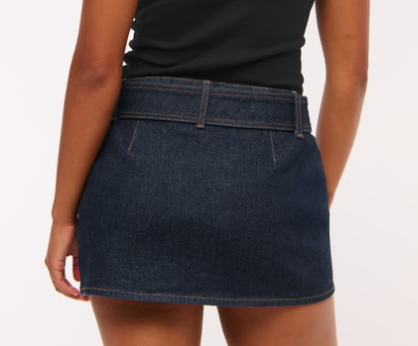 Curve Love Mid Rise Belted Denim Mini Skort