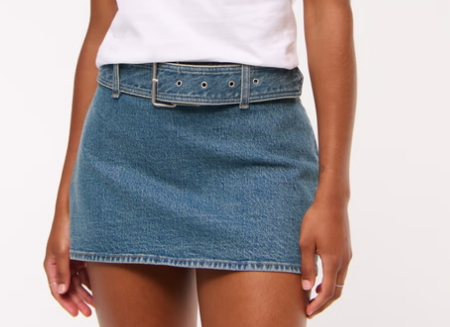 Curve Love Mid Rise Belted Denim Mini Skort