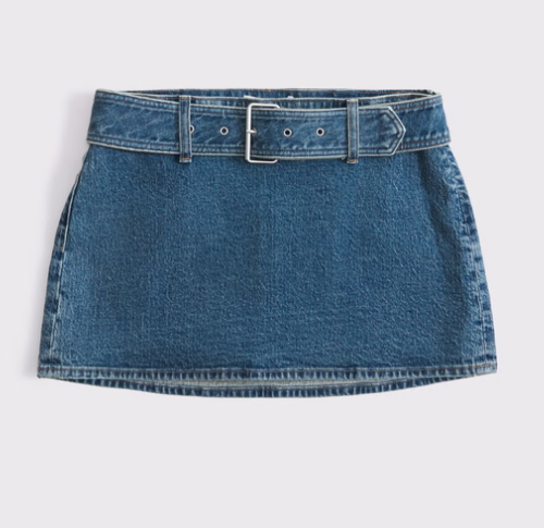 Curve Love Mid Rise Belted Denim Mini Skort
