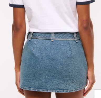Curve Love Mid Rise Belted Denim Mini Skort