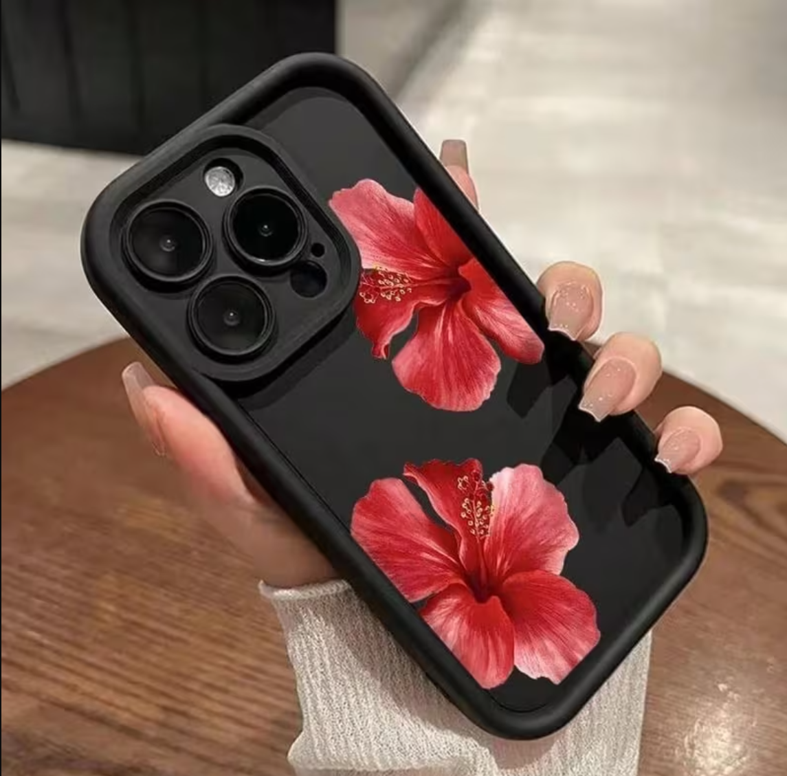 A Phone Case Featuring a Vintage Red Flower Pattern Designed for Iphone Models 16, 15, 14, 13, 12, 11, XS, XR, X, 7, 8 Plus, Pro Max, And SE Series, Perfect As a Birthday Gift for a Girlfriend, Boyfriend, Or