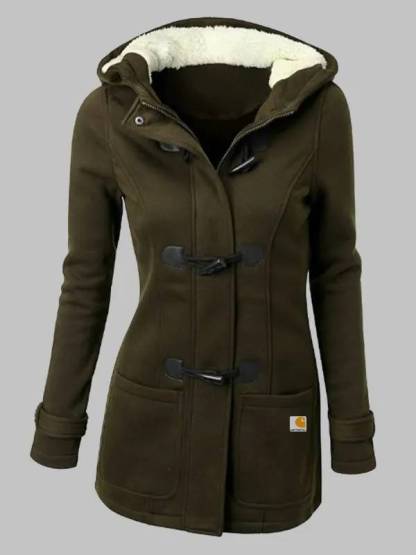 Casual Solid Color Plush Hooded Long Sleeve Coat