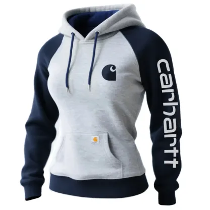 Women's Retro Western Style Contrast Color Stitching Hooded Sweatshirt