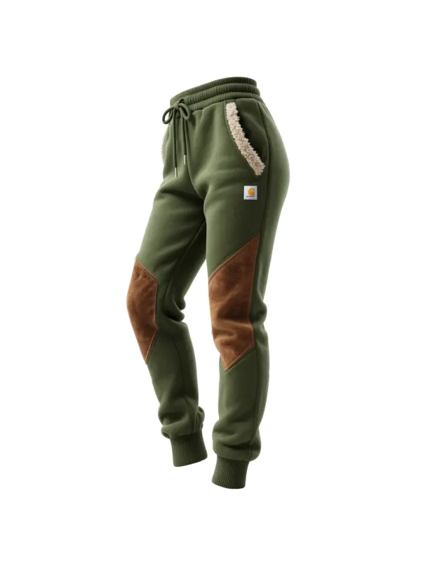 Retro Western Style Women's Suede Flared Wide Leg Elastic Waist Trousers