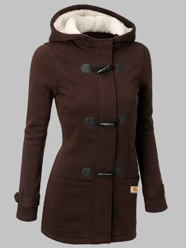 Casual Solid Color Plush Hooded Long Sleeve Coat