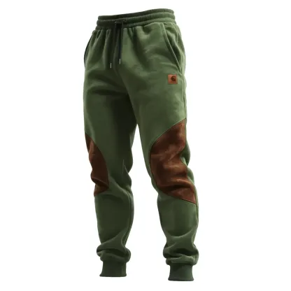 Men's Contrast Color Stitching Elastic Waist Drawstring Trousers