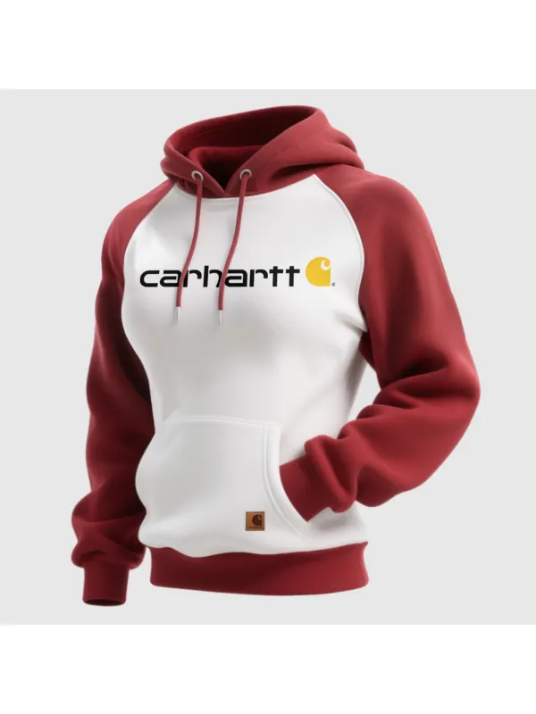 Women's Loose Casual Contrast Color Raglan Sleeve Hooded Sweatshirt