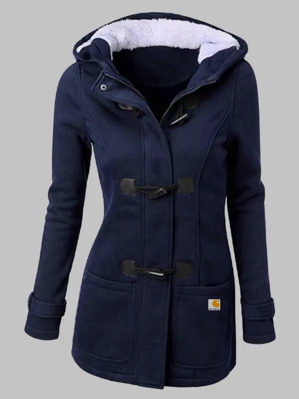 Casual Solid Color Plush Hooded Long Sleeve Coat