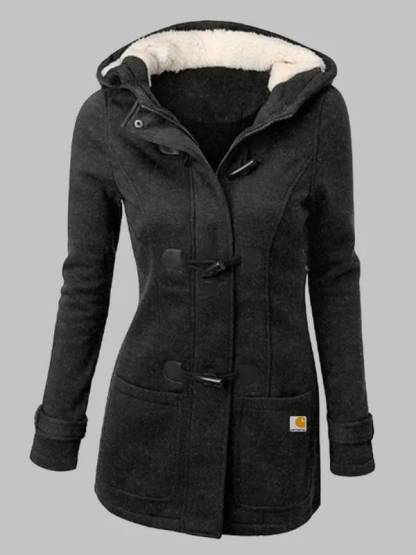 Casual Solid Color Plush Hooded Long Sleeve Coat