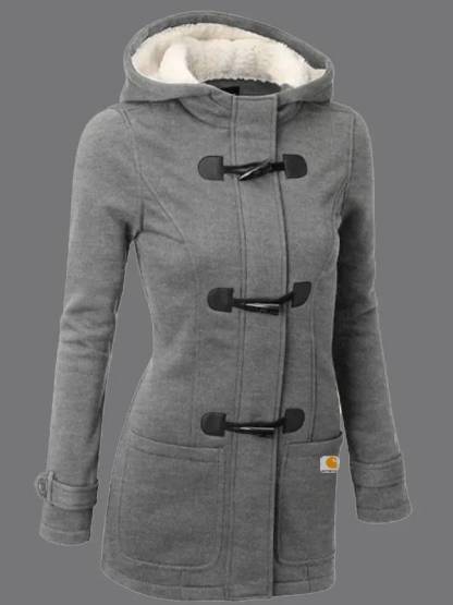Casual Solid Color Plush Hooded Long Sleeve Coat