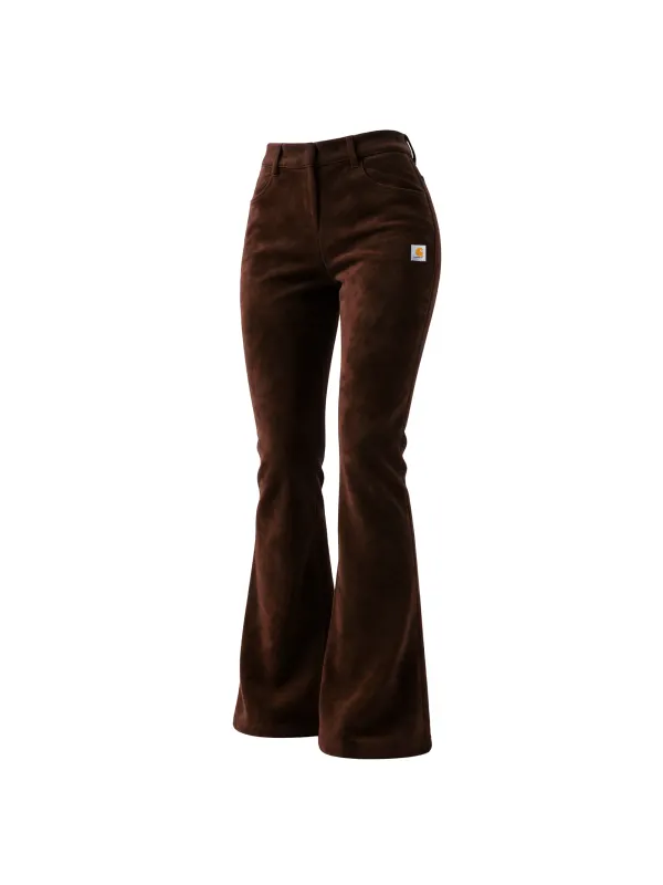 Retro Western Style Women's Suede Flared Wide-Leg Pants