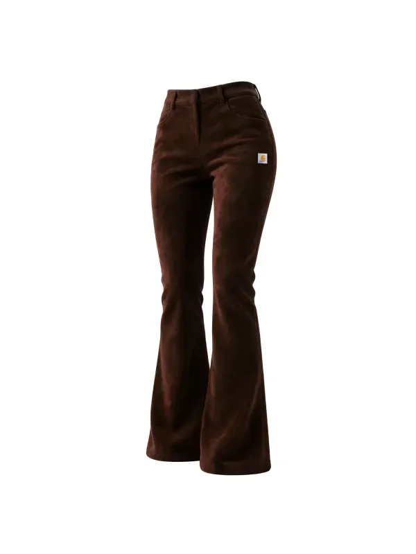 Retro Western Style Women's Suede Flared Wide-Leg Pants