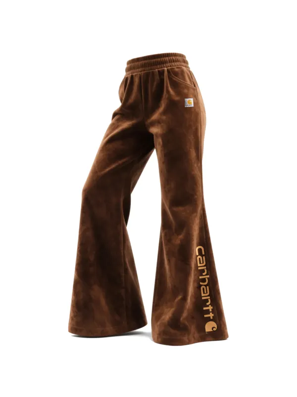 Retro Western Style Women's Suede Flared Wide Leg Elastic Waist Trousers