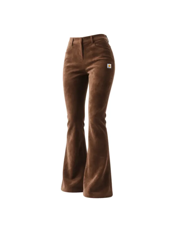 Retro Western Style Women's Suede Flared Wide-Leg Pants