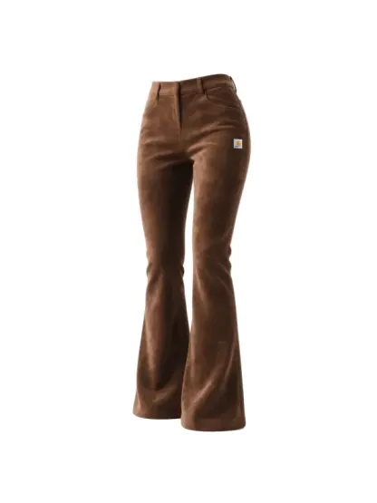 Retro Western Style Women's Suede Flared Wide-Leg Pants