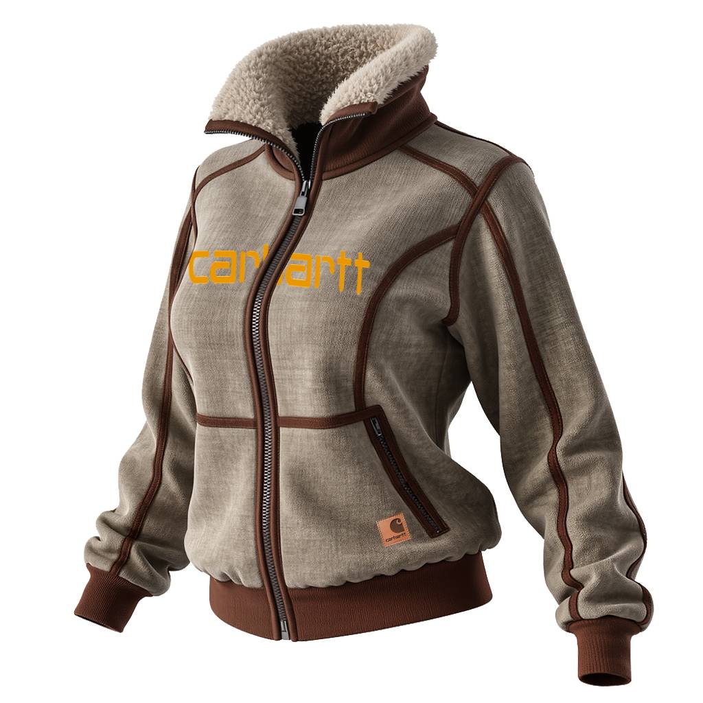 Warm Beige Fleece Jacket with Sherpa Collar