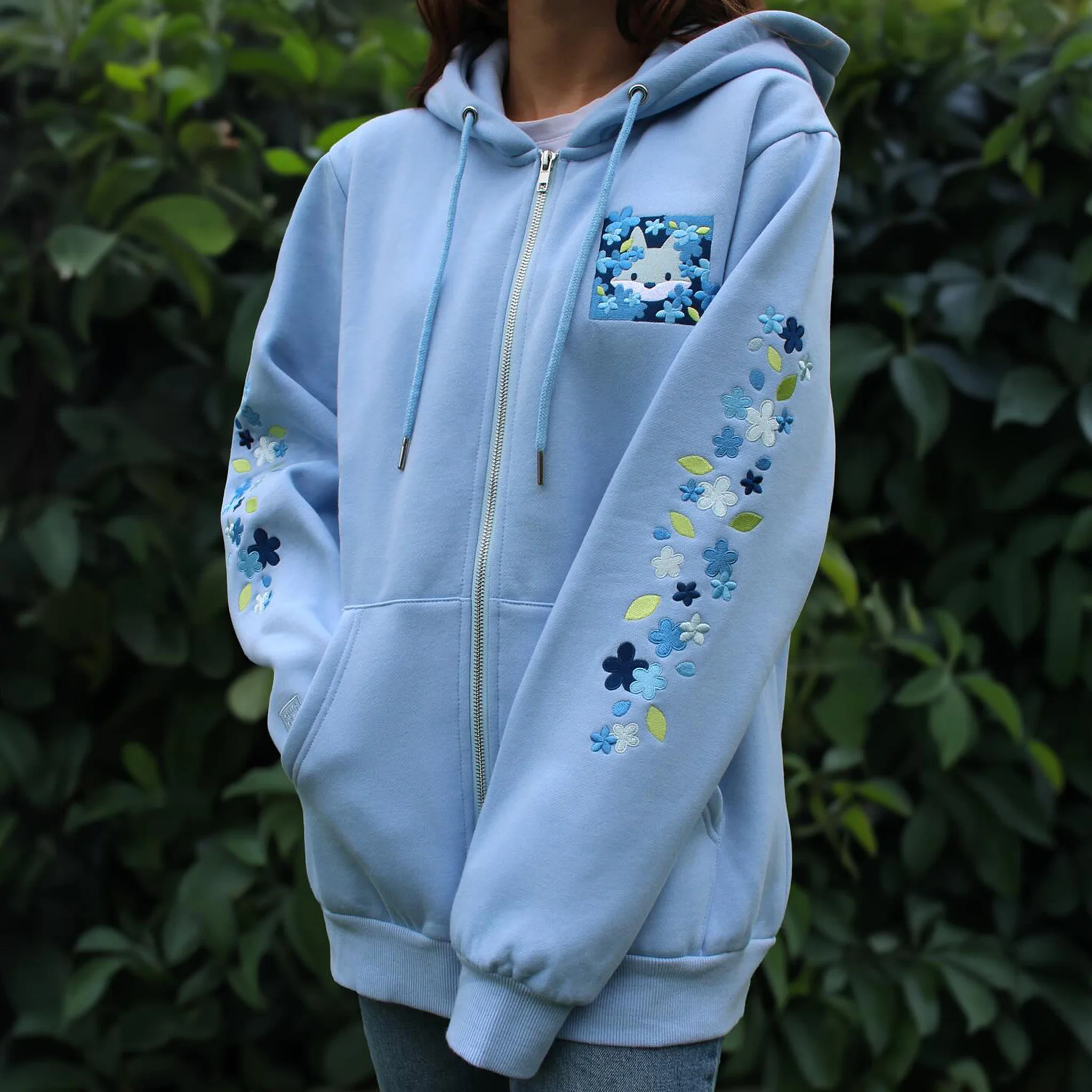 Women's Cute Cat Embroidery Gift Hoodie Jacket