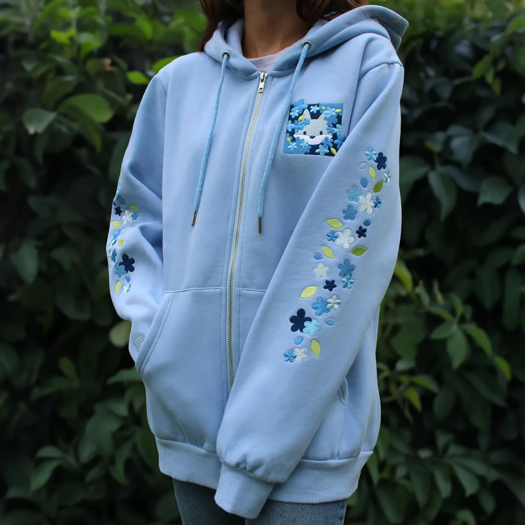 Women's Cute Cat Embroidery Gift Hoodie Jacket