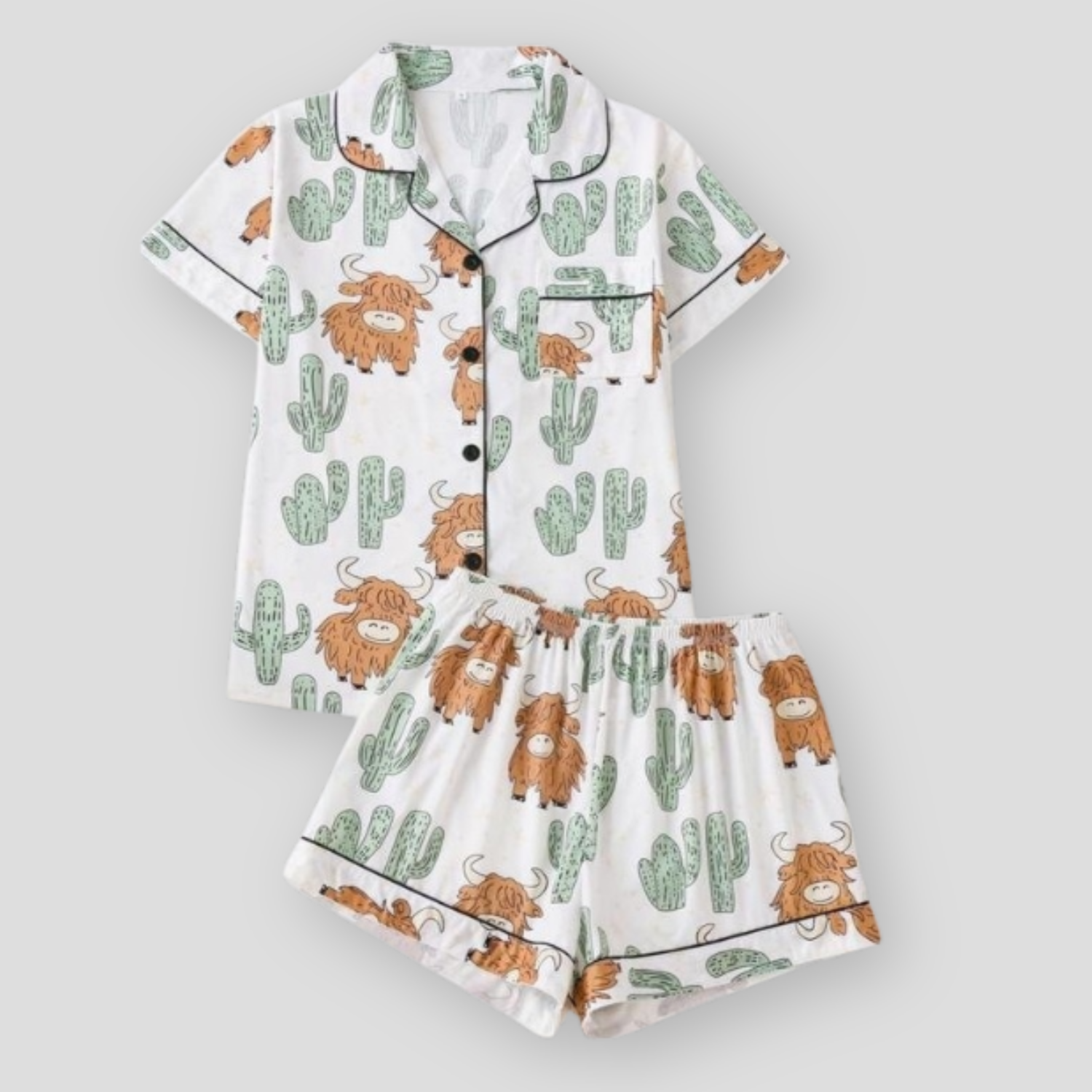 Highland Cow & Cactus Women's Pajama Set