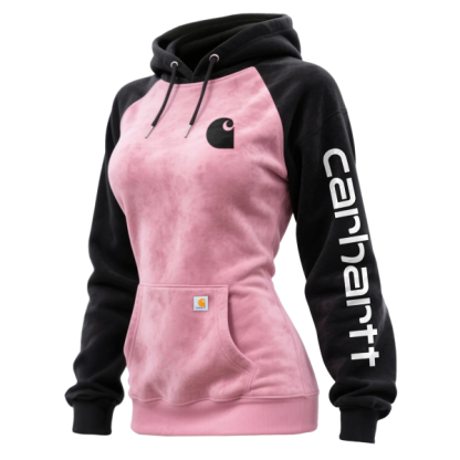 Women's suede contrast hooded sweatshirt