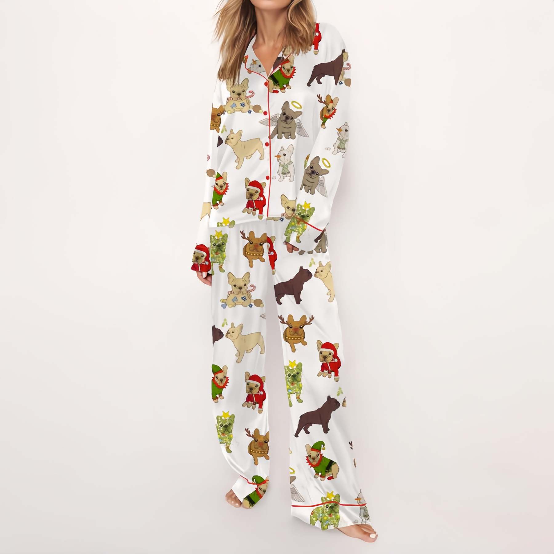 Christmas French Bulldog Women's Pajama Set