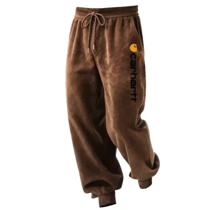Men's Vintage Brown Suede And Black Leather Pocket Half-Zip Hoodie And Sweatpants Jogger Set