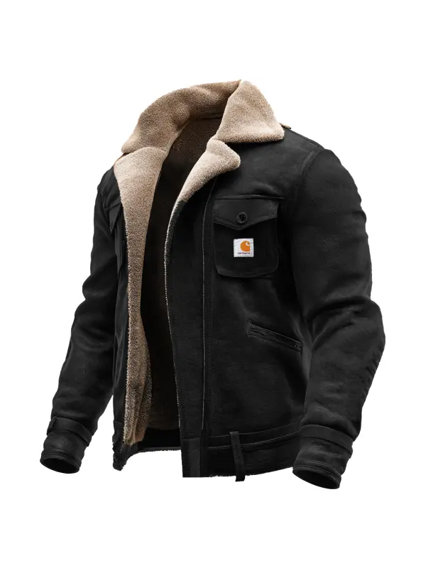 Men's Vintage Brown Suede Leather Jacket With Sherpa Lining