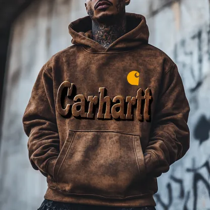 Men's Retro 3d Embossed Distressed Heavy Metal Color Hoodie