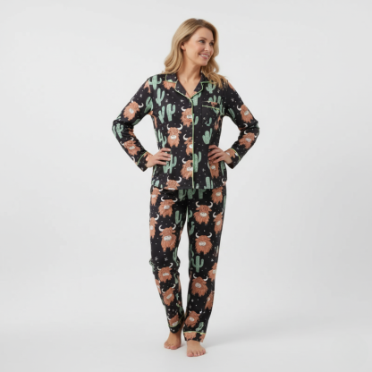 Highland Cow & Cactus Women's Pajama Set