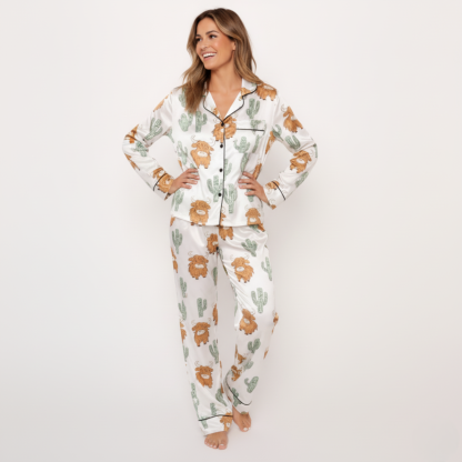 Highland Cow & Cactus Women's Pajama Set