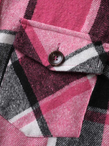 Plaid Flap Detail Sleeveless Jacket