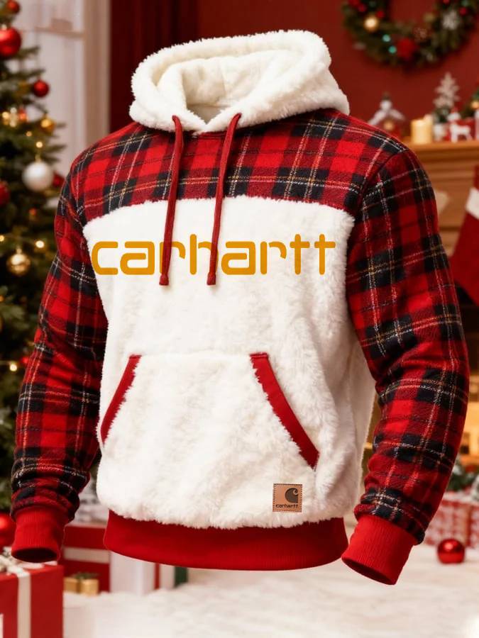Men's Warm Suede and Plush Christmas Zipper Sweatshirt