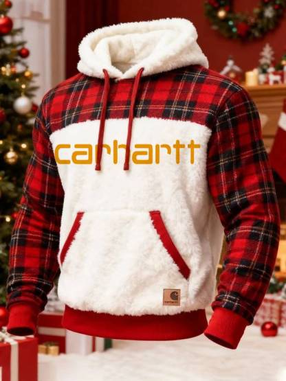 Men's Warm Suede and Plush Christmas Zipper Sweatshirt