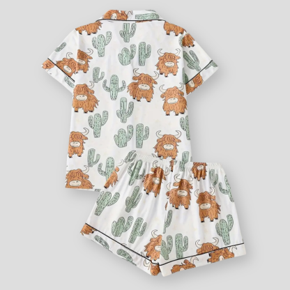 Highland Cow & Cactus Women's Pajama Set